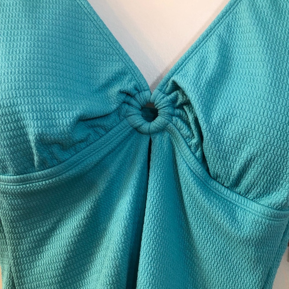 Time and Tru Turquoise Textured One-Piece Swimsuit